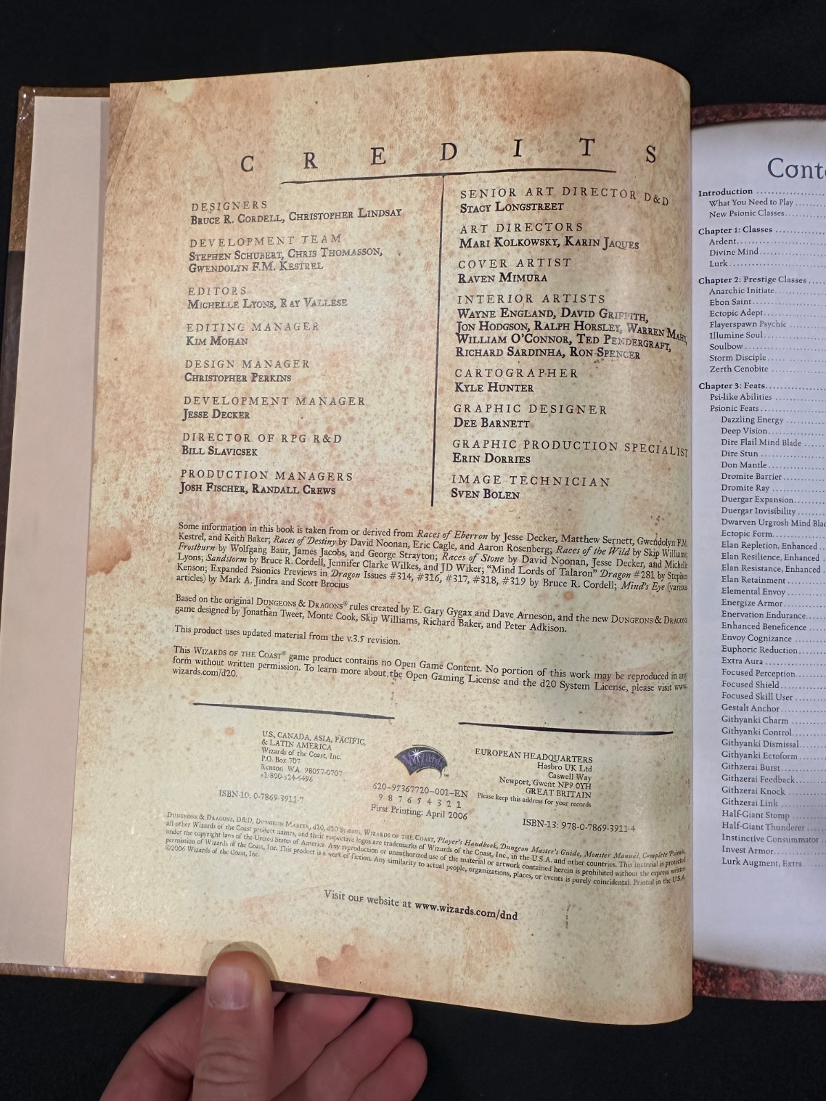 D&D Dungeons and Dragons 3.5 Edition Complete Psionic 1st Printing 2006