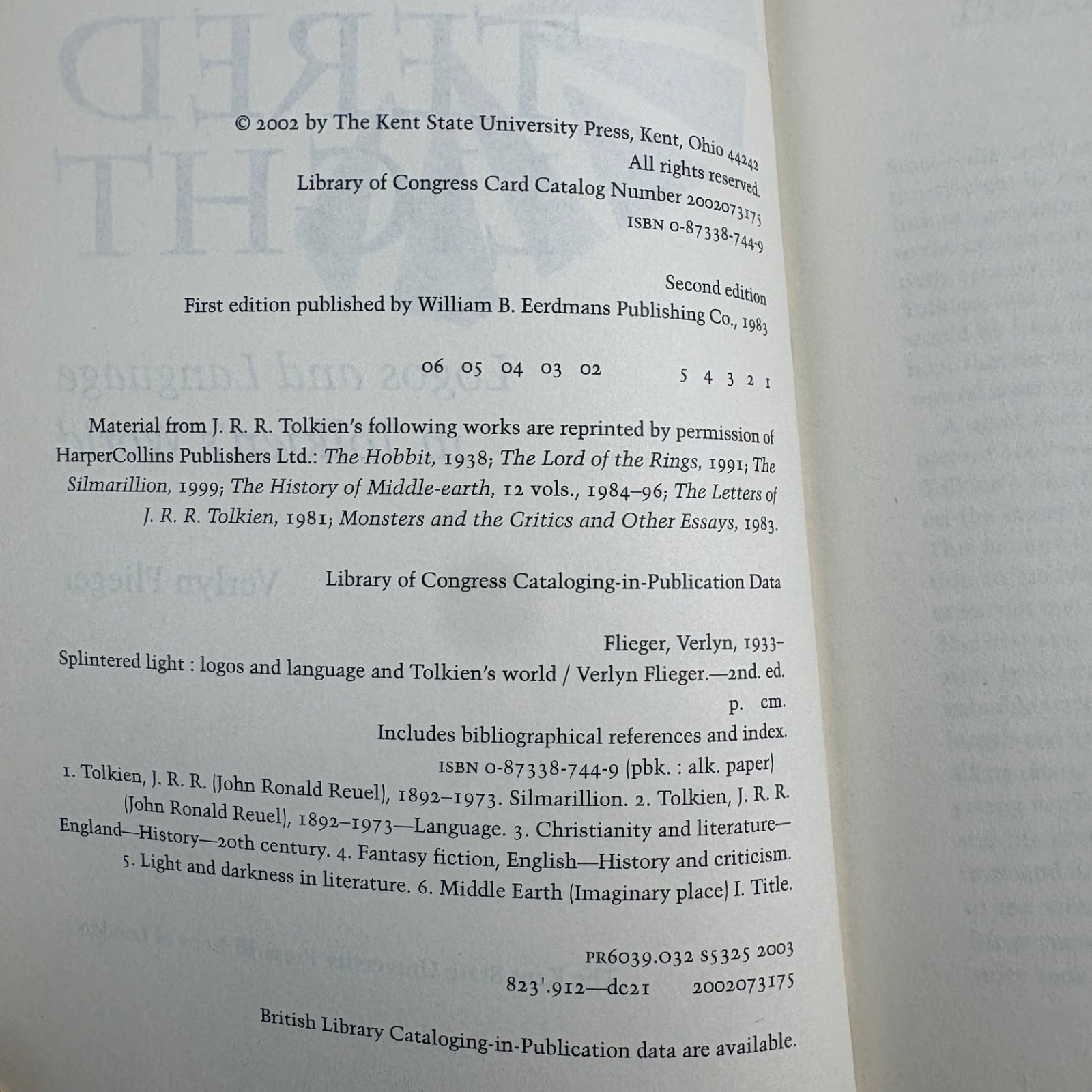 Splintered Light: Logos and Language in Tolkien&rsquo;s World by Verlyn Flieger 2002