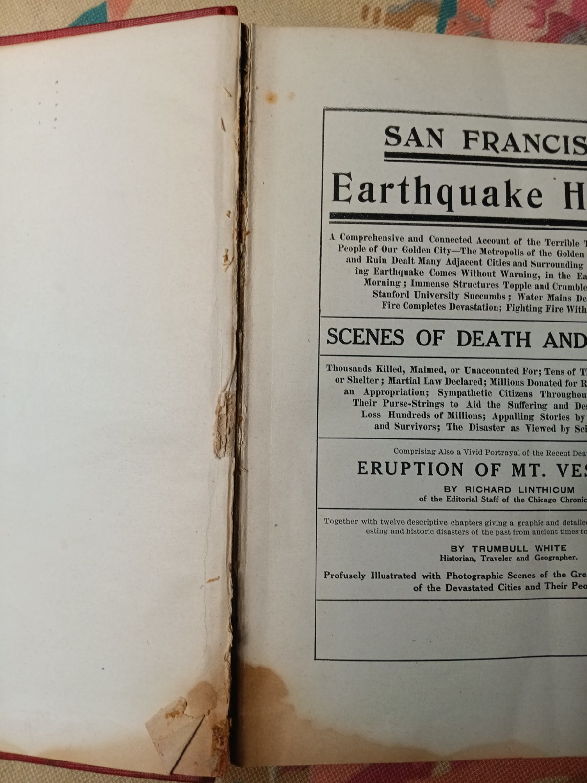 EARTHQUAKE HORROR S.F. Vesuvius & THE world&rsquo;s Great Disasters Hubert D. RUSSELL