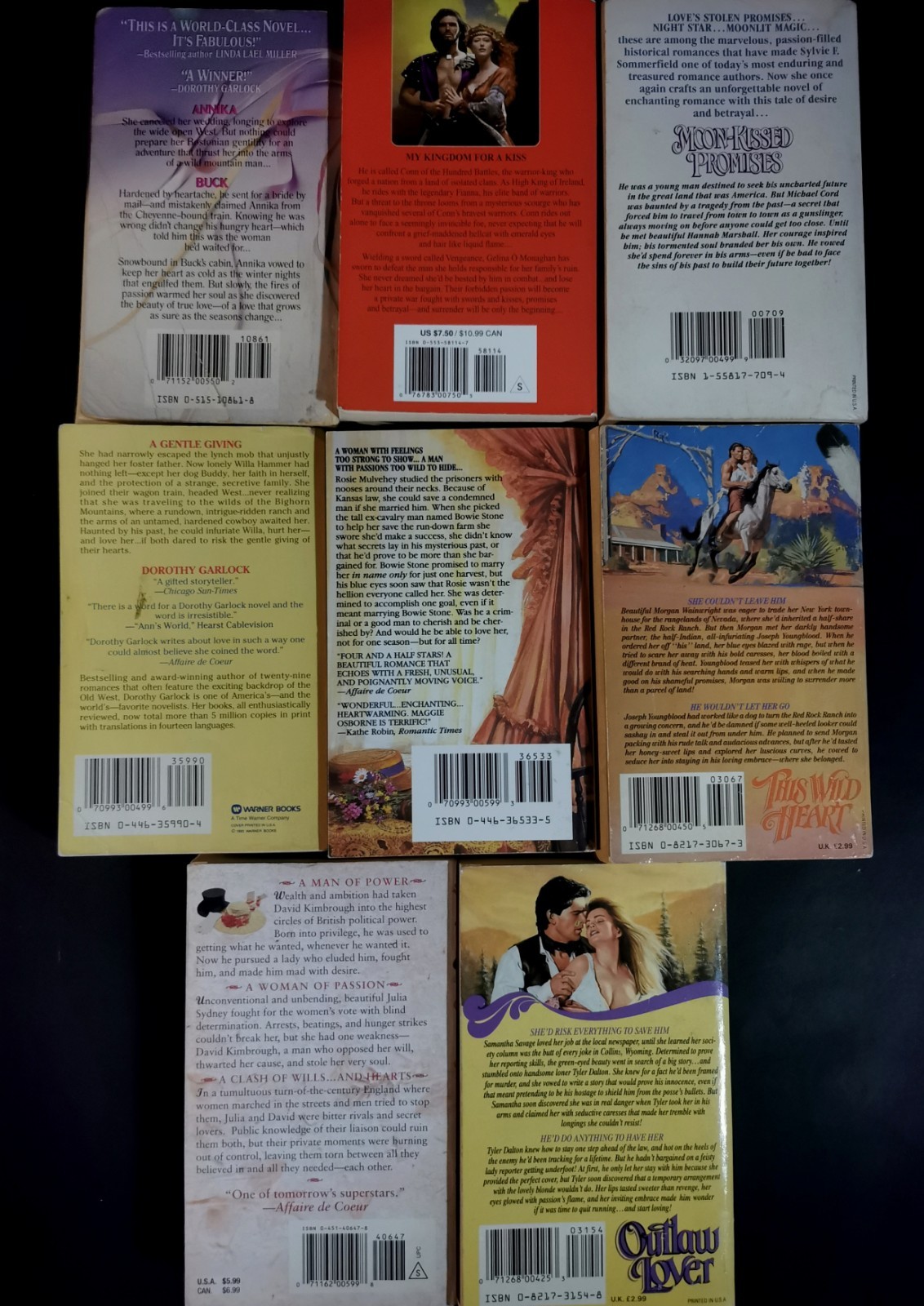 Lot Of 8 Historical Romance Novels 1990&rsquo;s Vintage Paperback