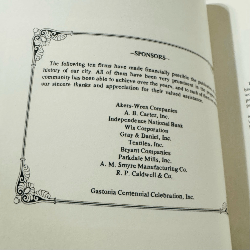 Gastonia Centennial 1877-1977 Commemorative Book by Jim Atkins Paperback NC