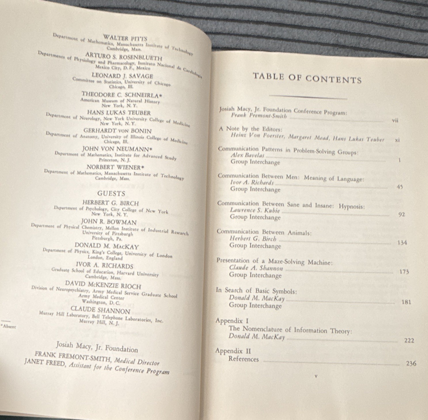 Cybernetics Heinz von Foerster Mead Teuber 1952 Hardcover Conference Authentic