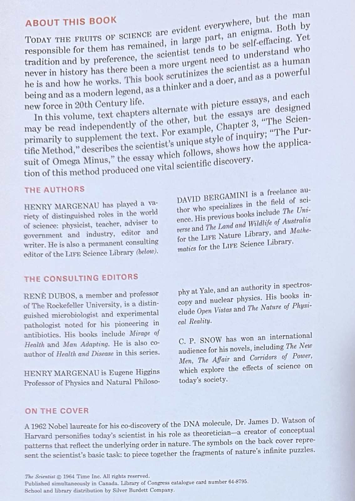 The Scientist by Henry Margenau & David Bergamini, Time Life Science Library mc2