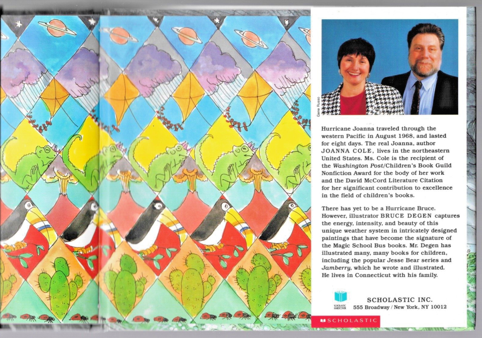 2x Signed Joanna Cole, Bruce Degen Magic School Bus Inside A Hurricane Inscribed