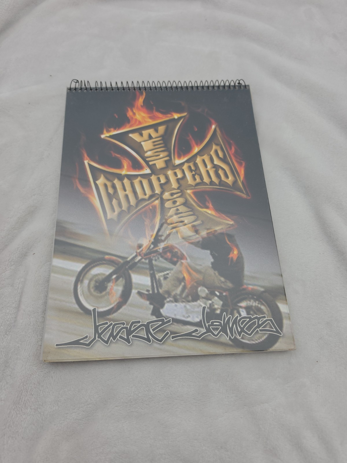 WEST COAST CHOPPERS JESSE JAMES MOTORCYCLE SPIRAL 12&Prime;X8.5&Prime; NOTE PAD NEW