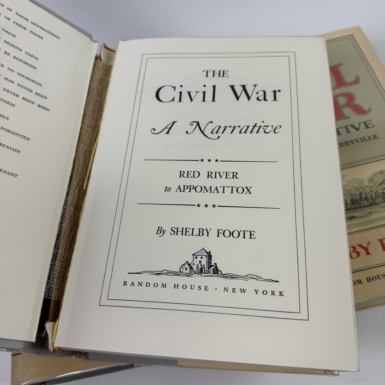 THE CIVIL WAR Shelby Foote 1958, 1963, 1974 3 Vol Set Random House HCDJ
