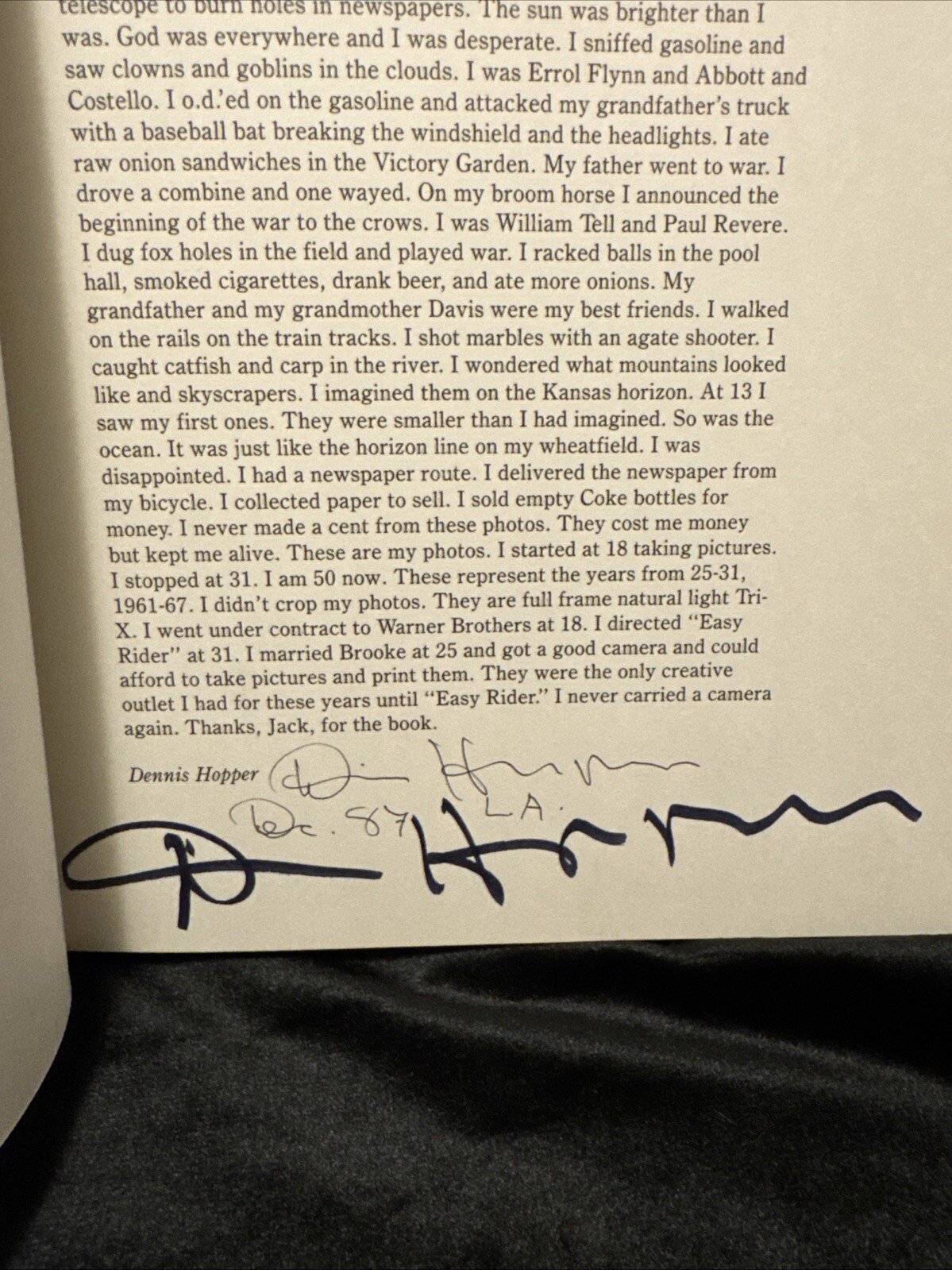 Signed–TWICE! – Dennis Hopper – Out of the Sixties – 1st Ed. – HC / DJ – F / G+