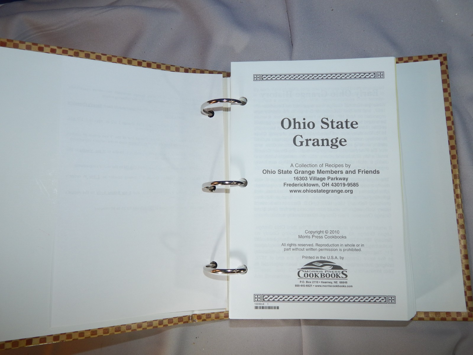 Ohio State Grange Collection of Recipes by Grange Members & Friend Cookbook 470p