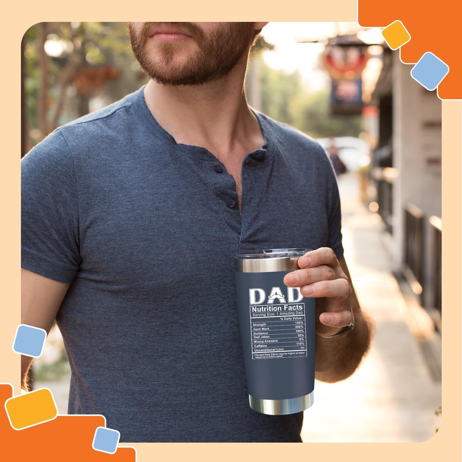 20 Oz Insulated Stainless Steel Dad Tumbler – Navy, Gift for Fathers