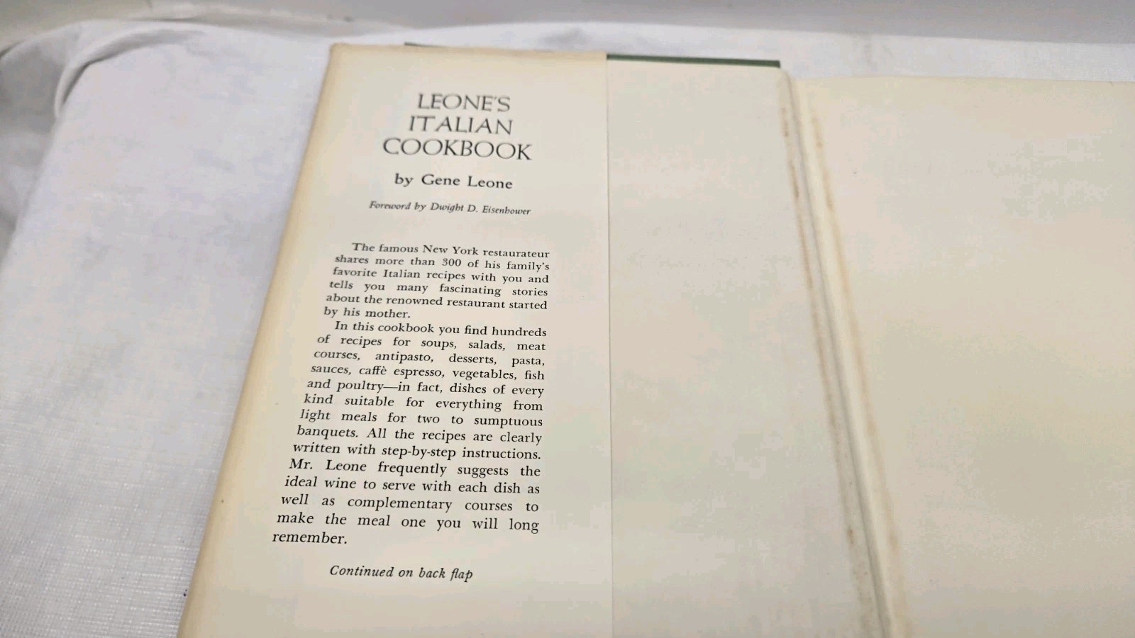 Leone&rsquo;s Italian Cookbook 1967 Book Club Edition Hardcover By Gene Leone