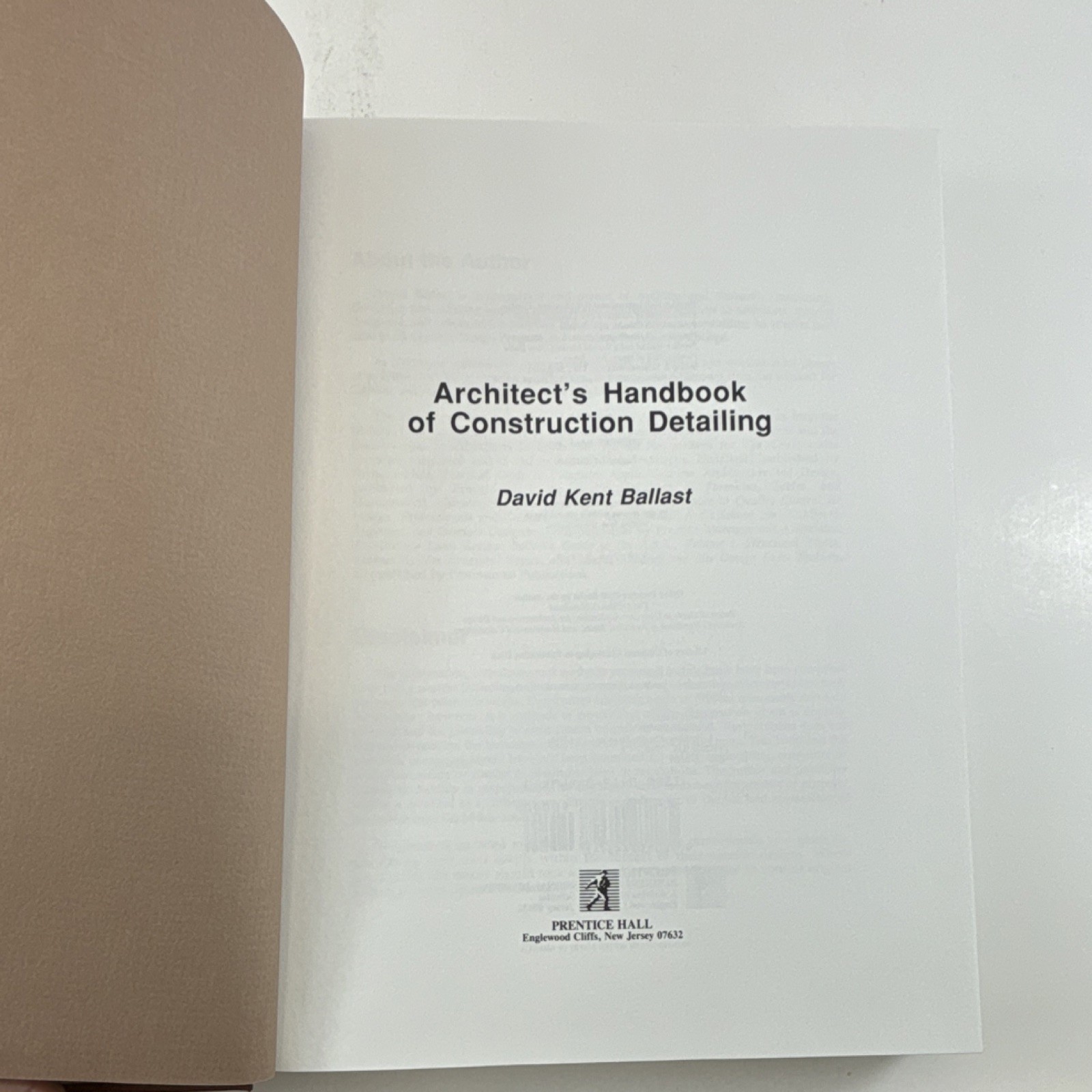 Architect&rsquo;s Handbook of Construction Detailing by Ballast, Prentice Hall, Hardc…