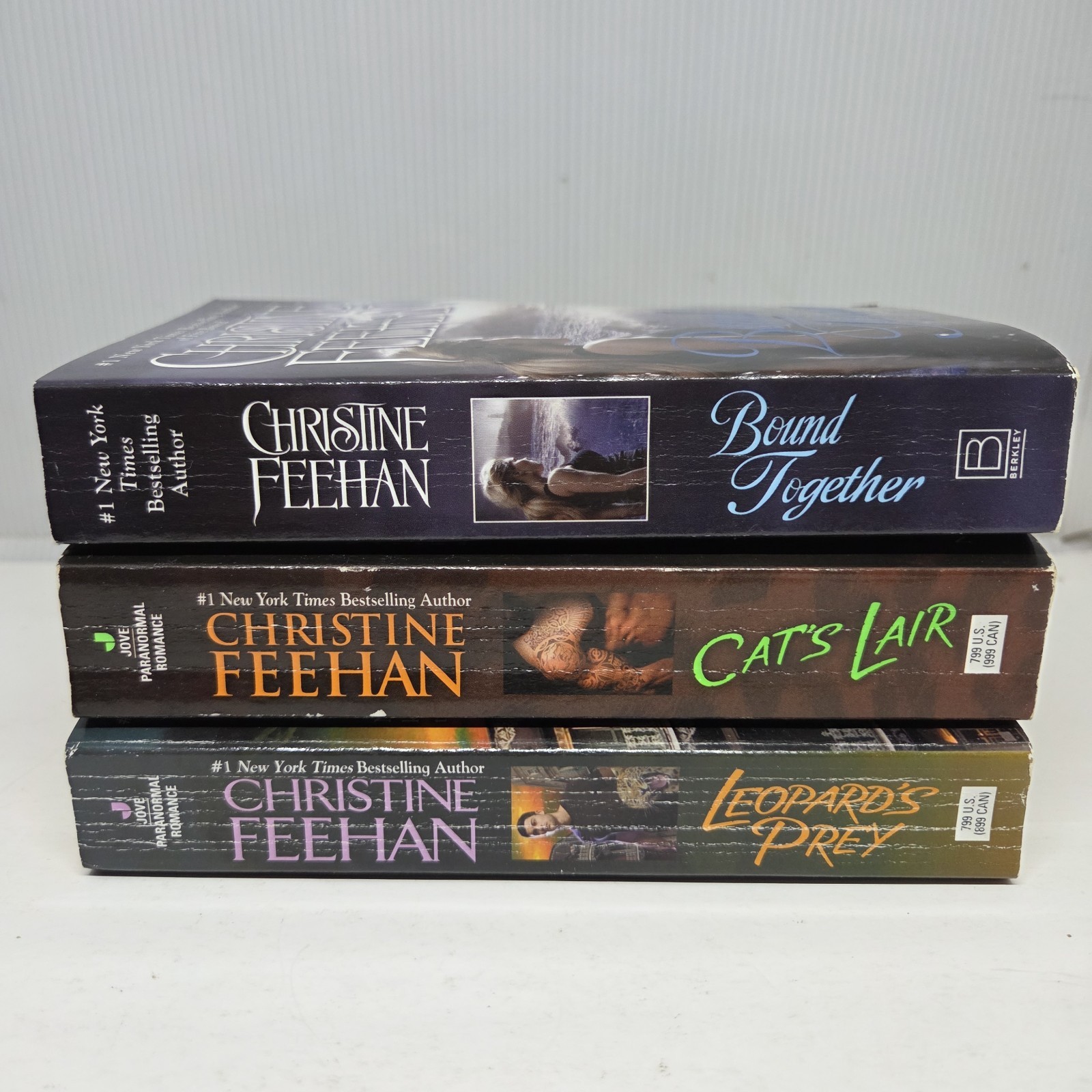Christine Feehan Cat&rsquo;s Lair Bound Together Leopard&rsquo;s Prey 3 MM Paperbacks 1st Ed