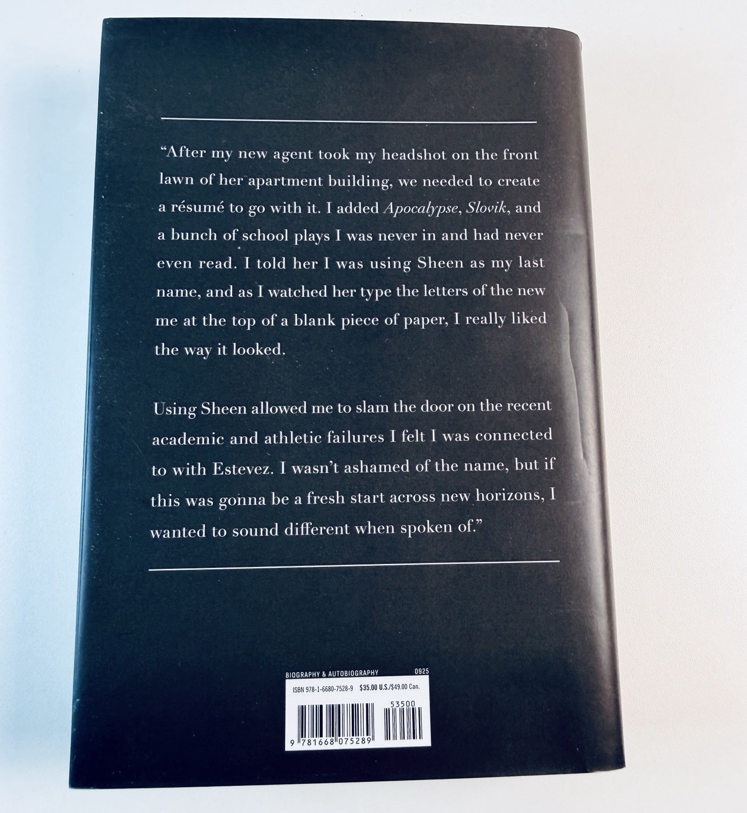 The Book of Sheen: A Memoir by Charlie Sheen Hardcover Book BRAND NEW FREE SHIP