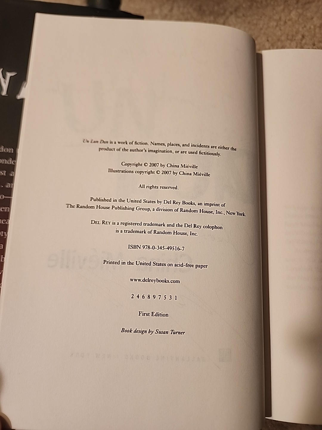 China Miéville SIGNED/Inscribed « Un Lun Dun » (2007) 1st Edition HCDJ
