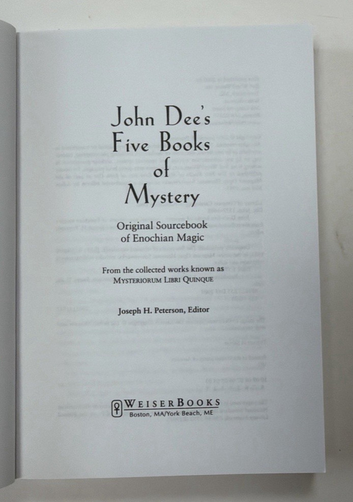 John Dee&rsquo;s Five Books of Mystery Original Sourcebook of Enochian Magic 2003 1st
