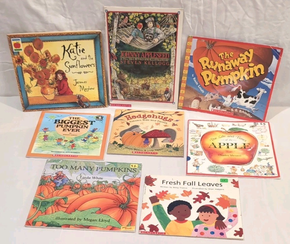 8 Children&rsquo;s Picture Books Fall, Autumn, Pumpkins, Johnny Appleseed, Classroom +
