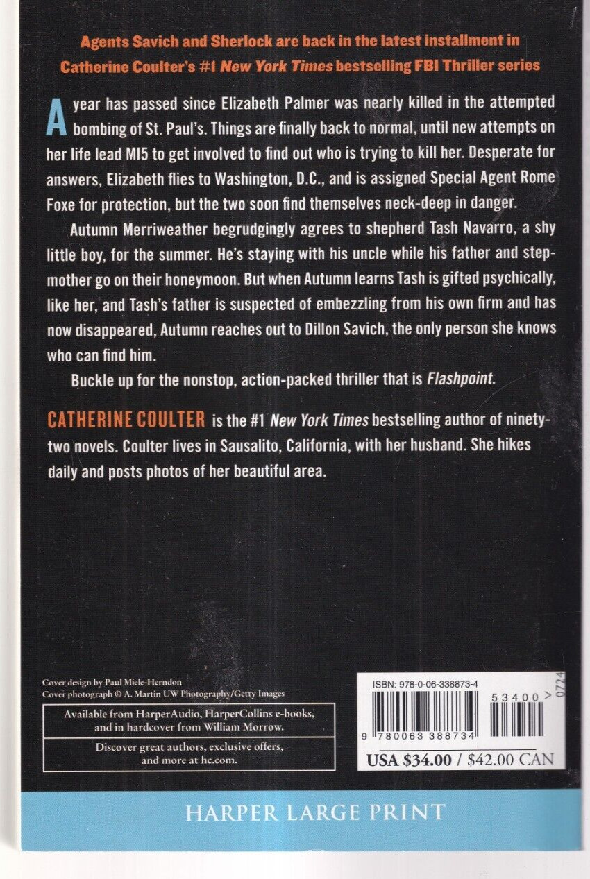 FLASHPOINT by Catherine Coulter (2024 Large Print Trade Paperback){V7}