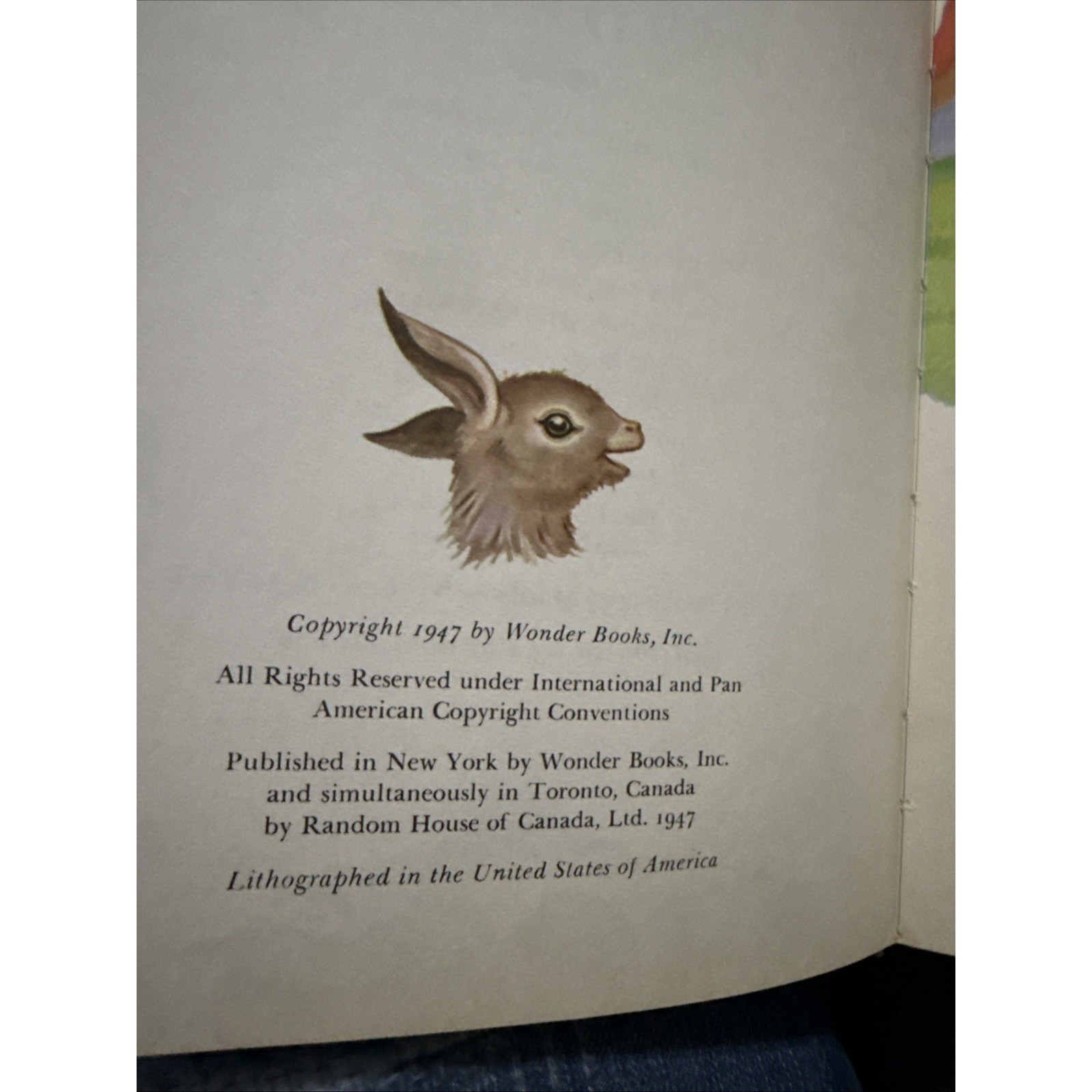 Vintage 1947 Wonder Books Storytime Favorites Washable Children&rsquo;s Book