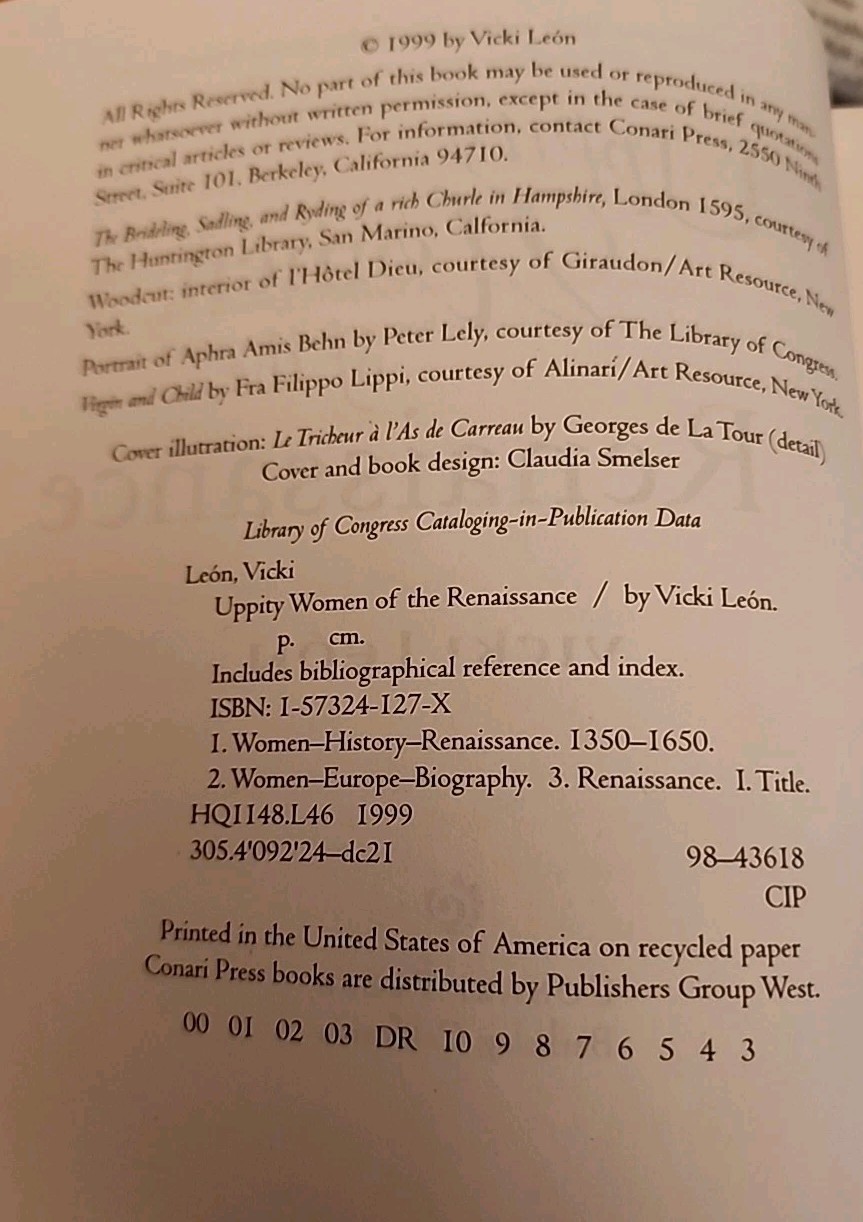 Uppity Women of the Renaissance by Vicki Leon (1999, Trade Pbk)