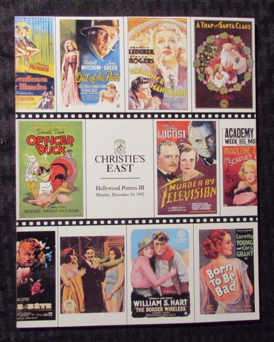 1992 Dec 14 CHRISTIE&rsquo;S EAST Hollywood MOVIE POSTERS III Auction Catalog NM- 9.2