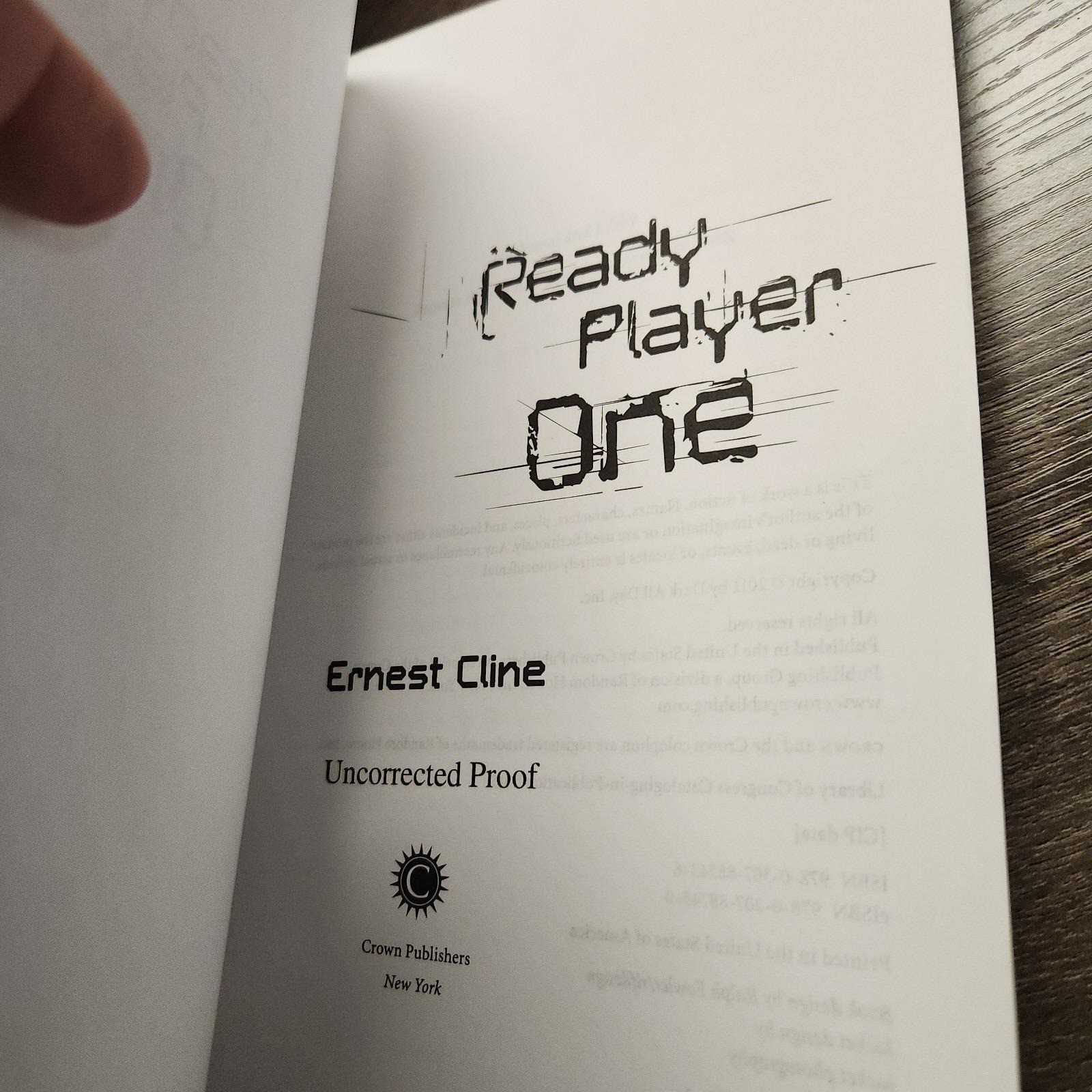 Ready Player One Ernest Cline Advance Reader&rsquo;s Edition RARE Uncorrected Proof VG