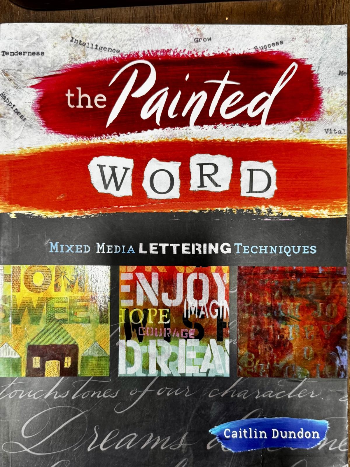 painted word mixed media lettering book art journaling typography collage