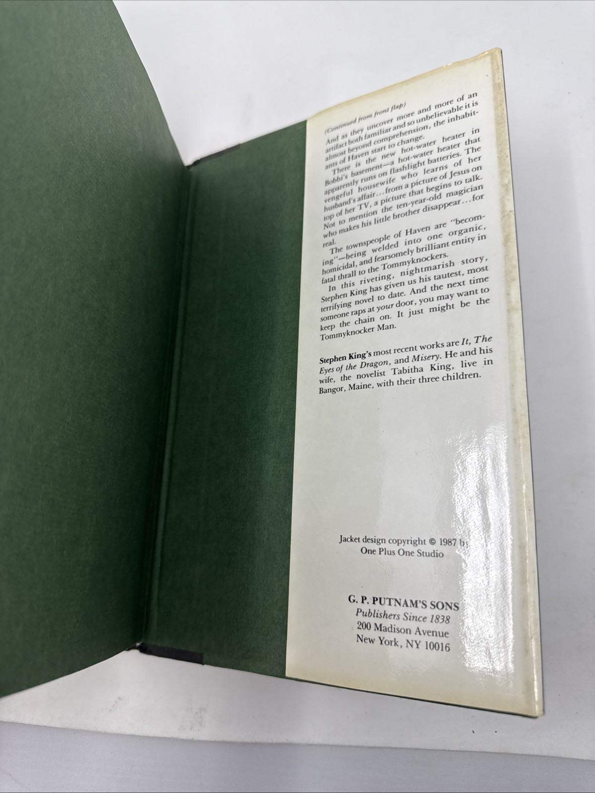 THE TOMMYKNOCKERS by Stephen King 1st Edition 1st Printing GP Putnam&rsquo;s Sons 1987