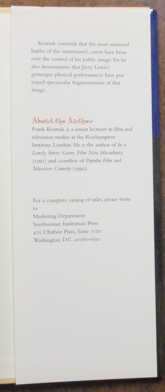 « Inventing Jerry Lewis » Hardcover Book (2000) Frank Krutnik – First Edition