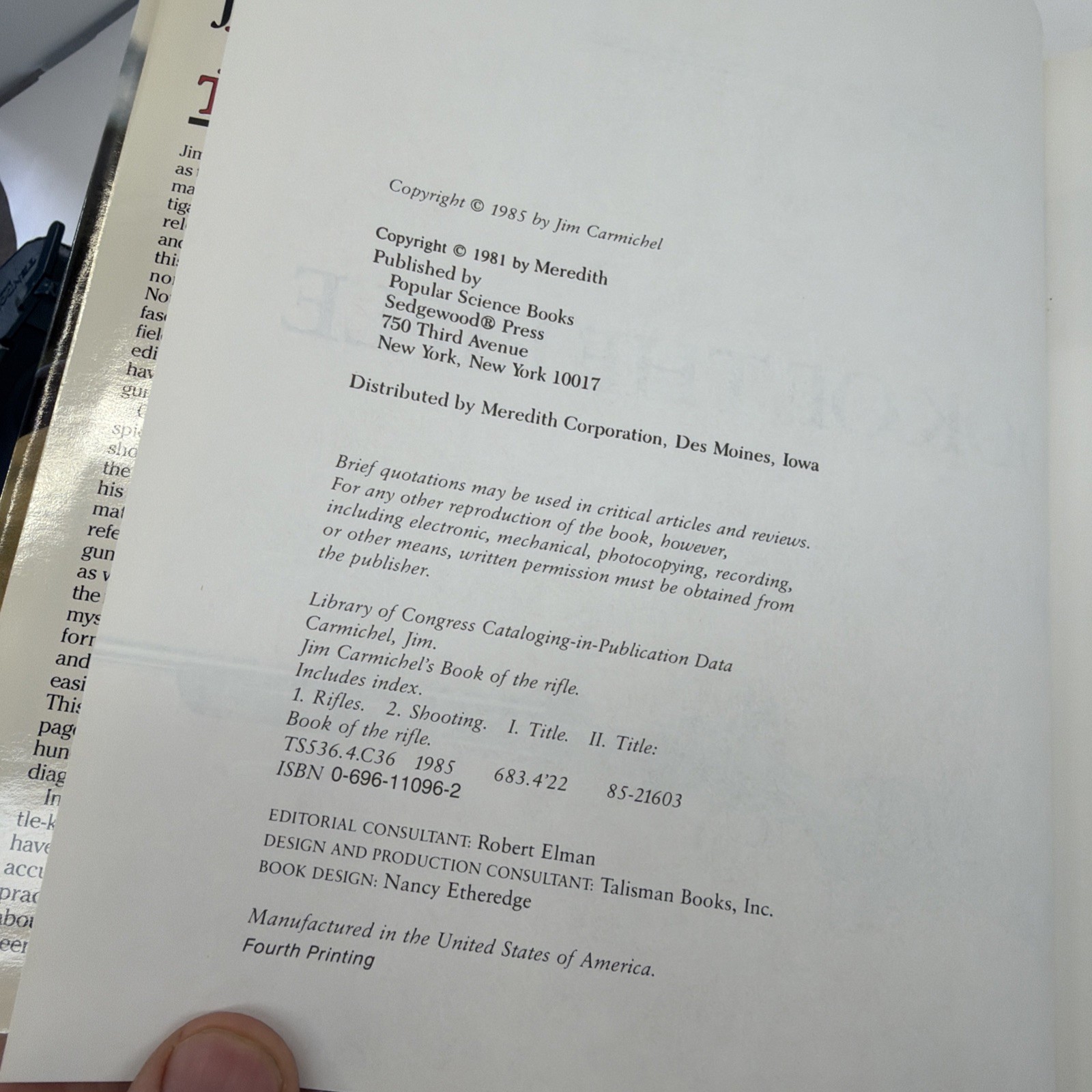 Jim Carmichael&rsquo;s Book of the Rifle. First Edition HC/DJ, 1985. Reference