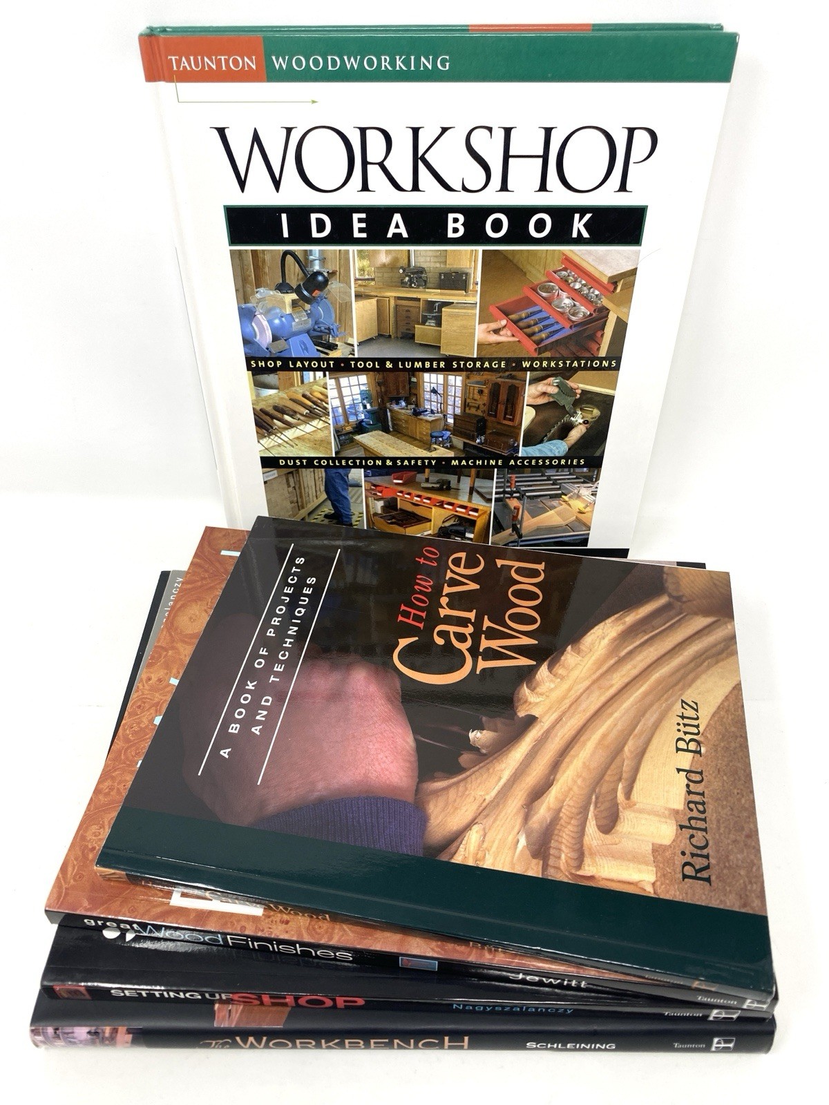 WOODWORKING BOOK LOT Workbench Set Up, Workshop Ideas, Carving – Free Shipping
