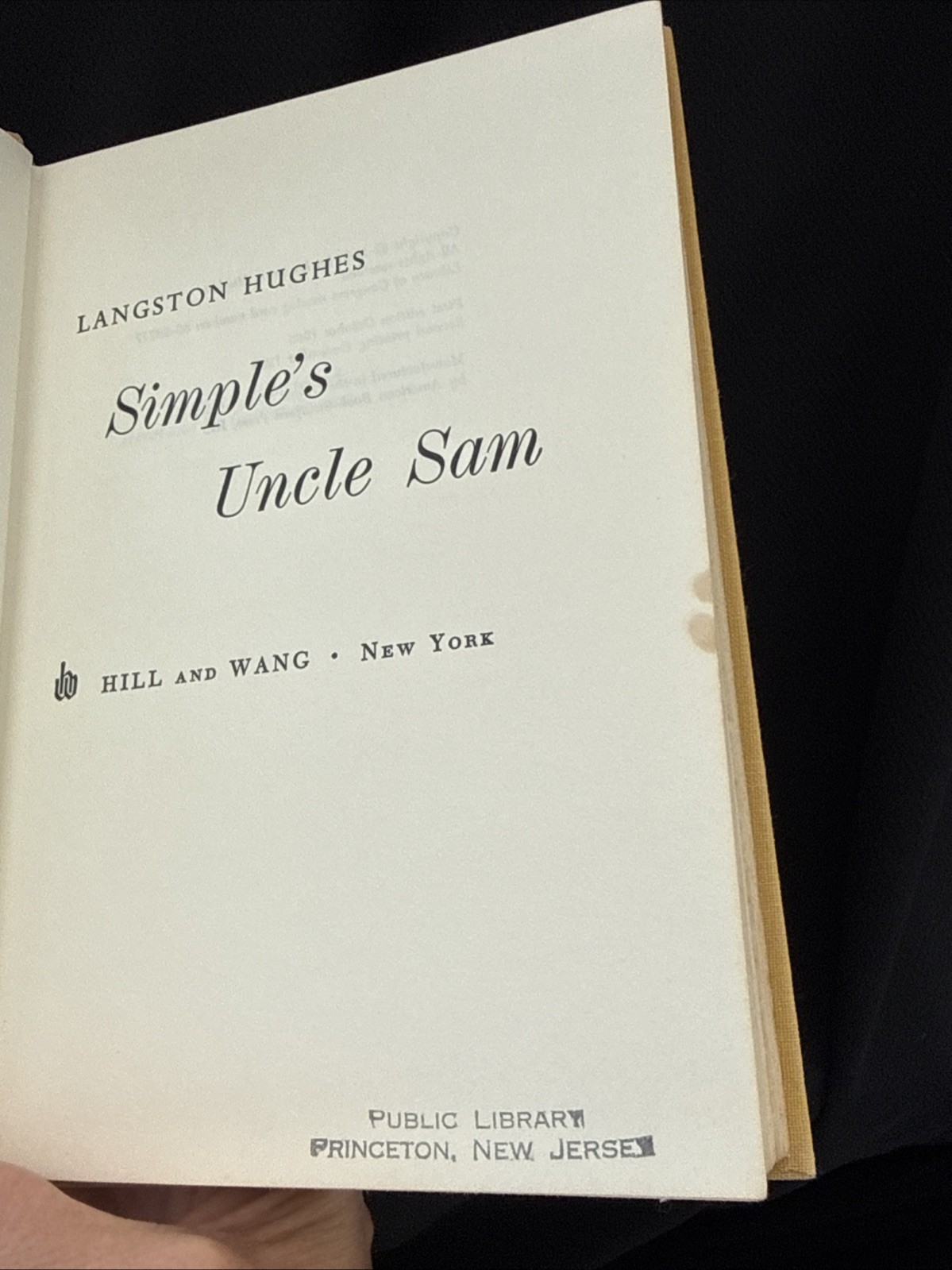 1965 – Langston Hughes – Simple&rsquo;s Uncle Sam – Hill and Wang – hardcover