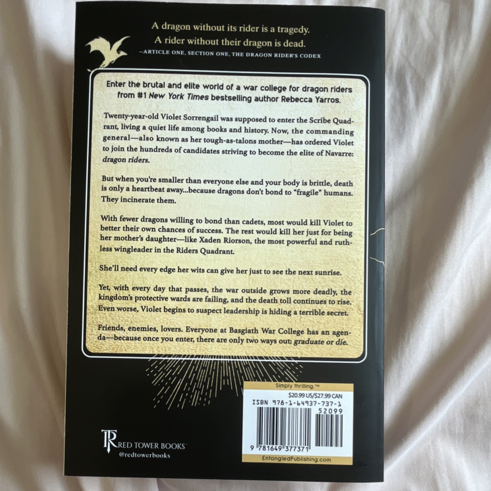 Fourth Wing – Rebecca Yarros Paperback (The Empyrean Ser.) Fantasy Dragons
