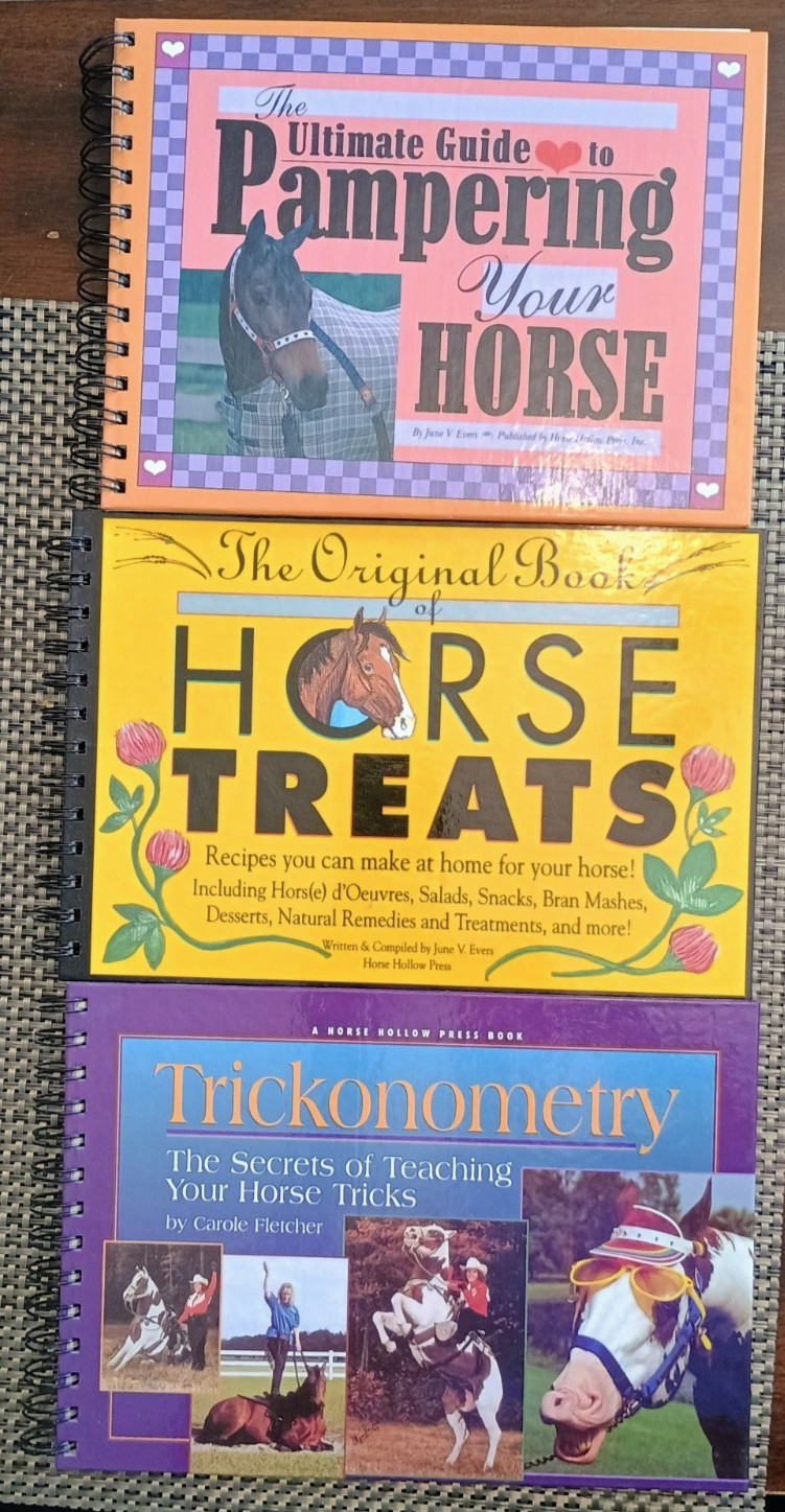 🐎 Lot of 3 Horse Hollow Press Spiral Bound books ~ Treats, Tricks & Pampering✨
