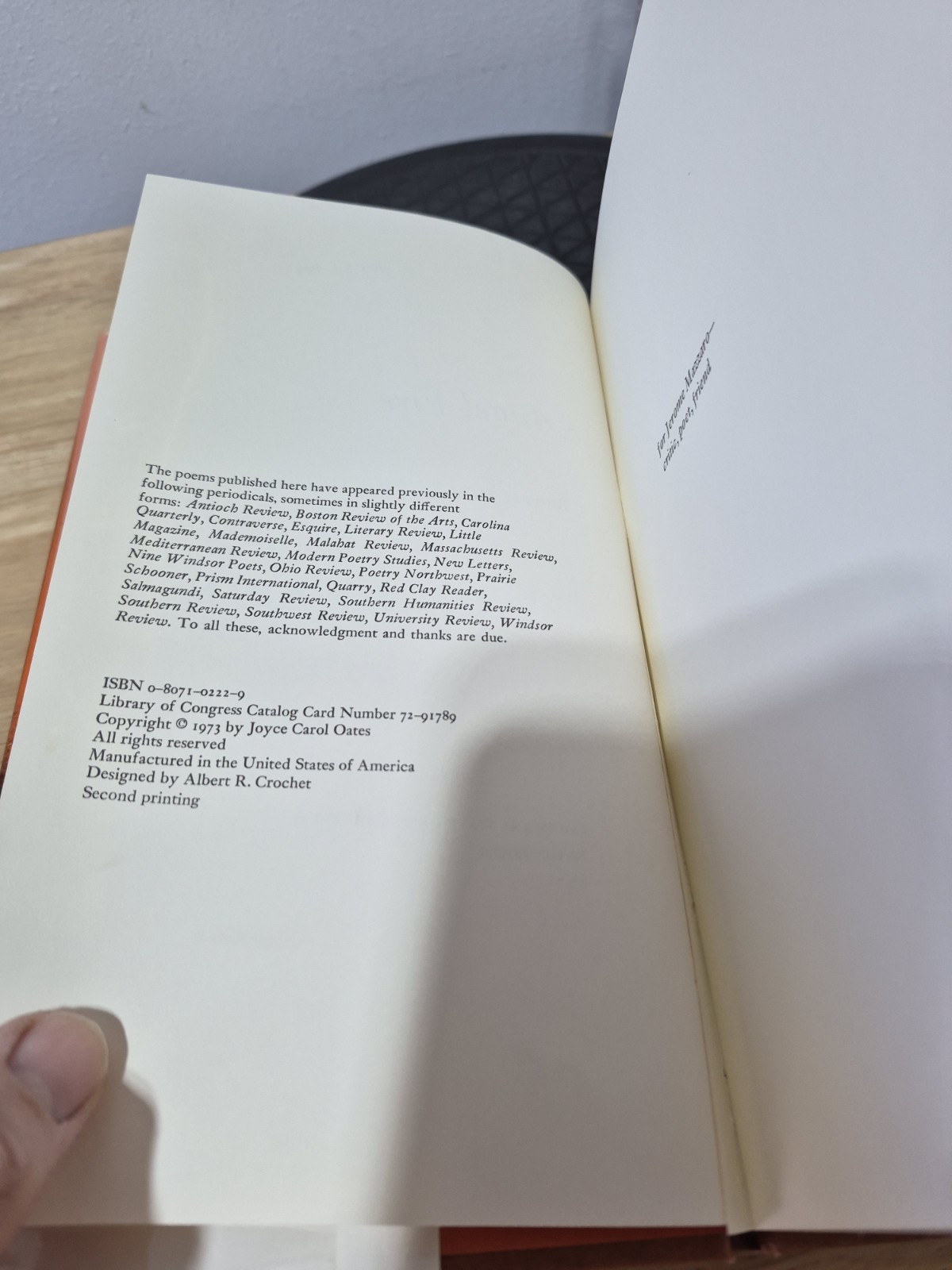 Angel Fire : Poems by Joyce Carol Oates 1973 Hardcover Dust Jacket
