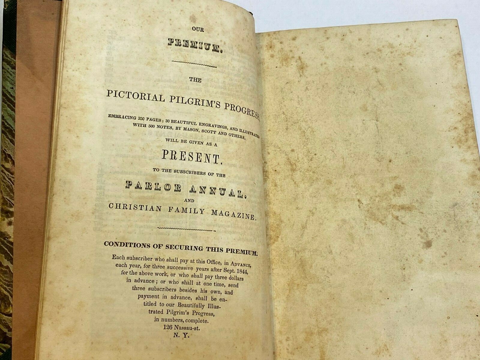The Youth&rsquo;s Parlor Annual 1844 Antique Book Christian Family Magazine Leather