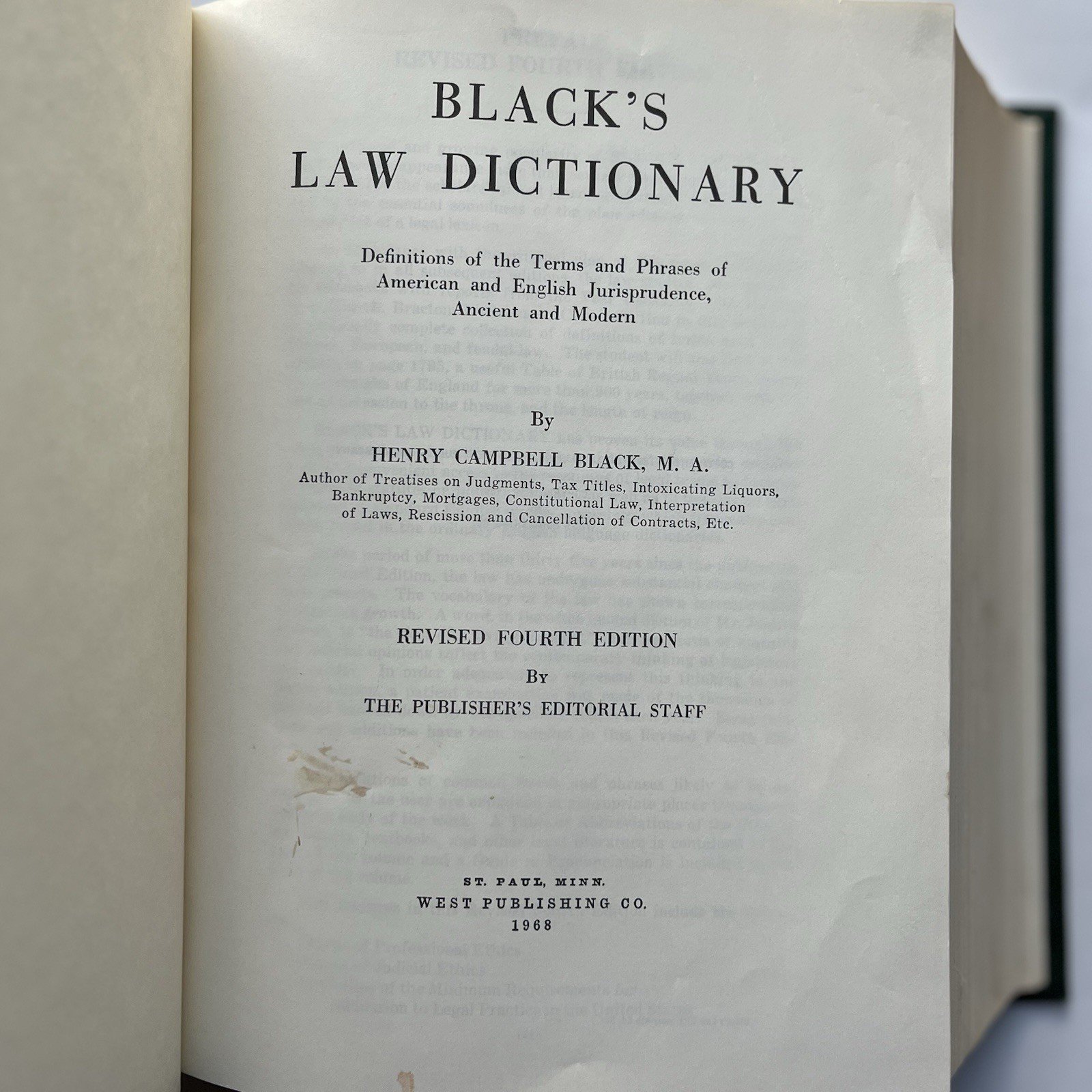 Black&rsquo;s Law Dictionary – Revised 4th Edition (1968, HC) Henry Campbell MCM Vtg