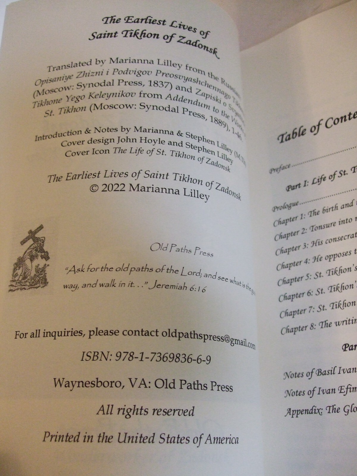 Earliest Lives of Saint Tikhon of Zadonsk. Orthodox. Newly Translated.