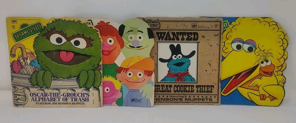 Lot 4 VTG Sesame Street Children&rsquo;s Kids Little Golden Super Shape Picture Books