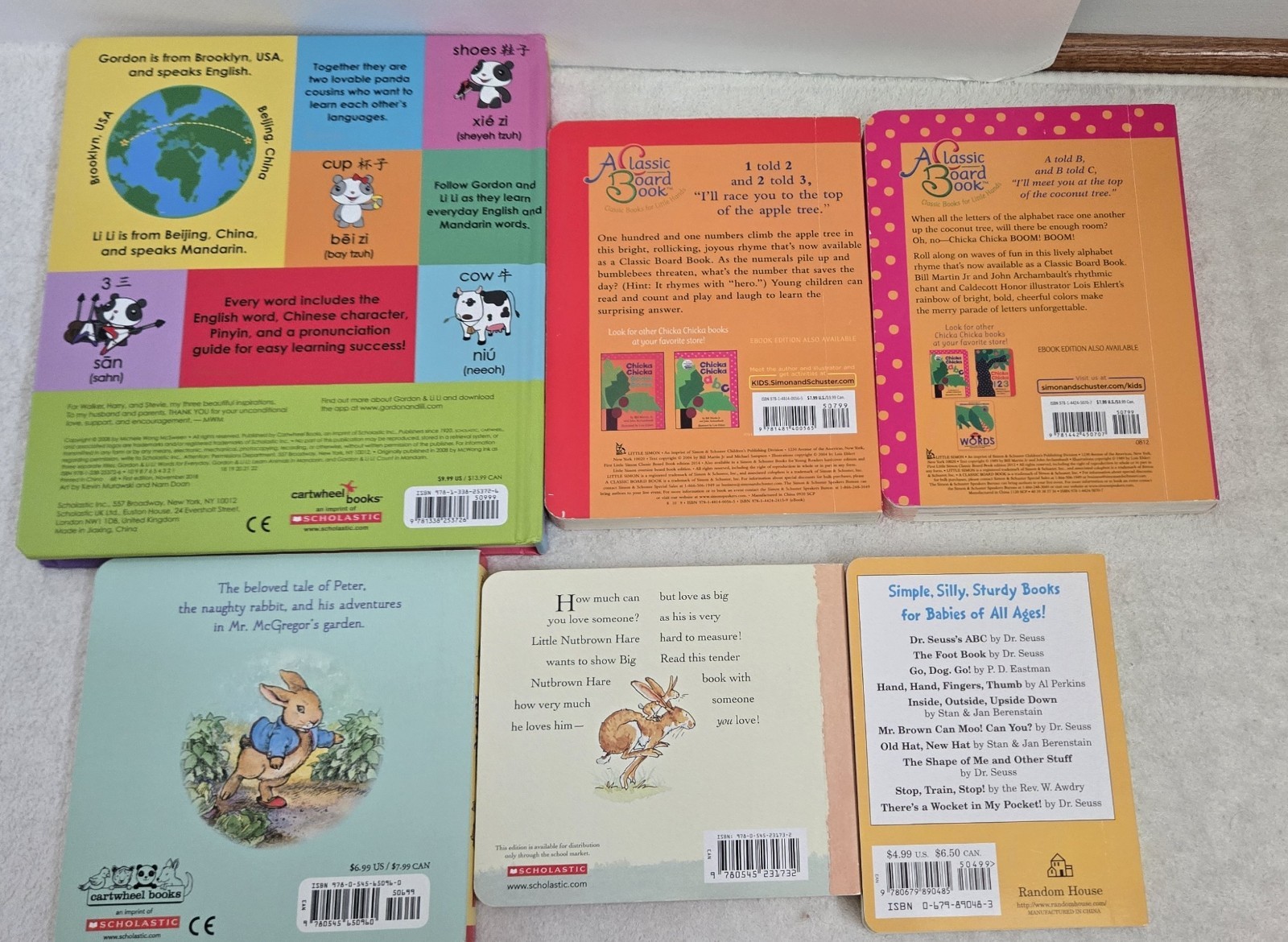 Lot of 6- Board Books for Children&rsquo;s/ Kids/ Toddler Babies/Preschool/Daycare