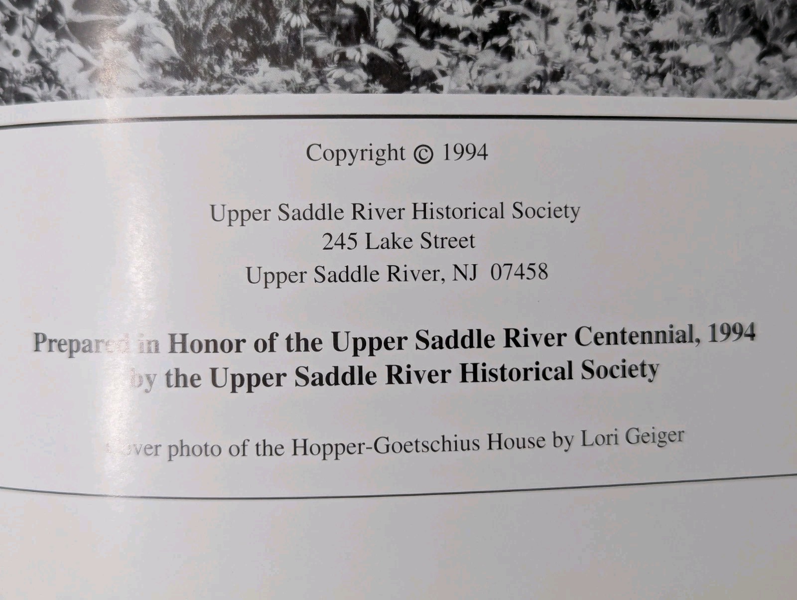 SIGNED Bill Yeomans The Lore of Upper Saddle River 1994 Centennial Hardcover