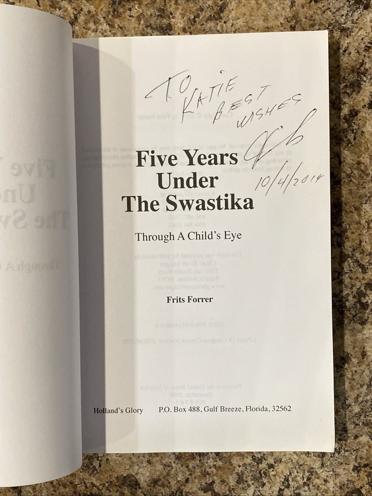 Five Years Under the Swastika SIGNED Frits Forrer – 5th Prt Very Good+ PB