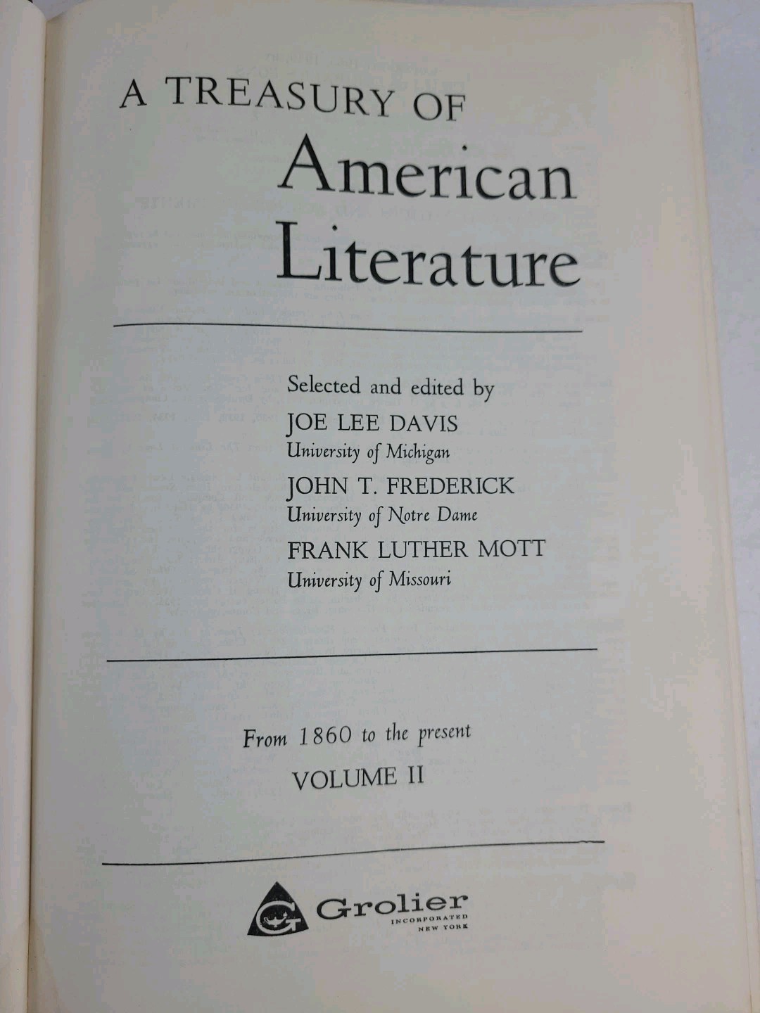 A Treasury of American Literature Volume II 2 1955 HC Charles Scribner&rsquo;s Sons