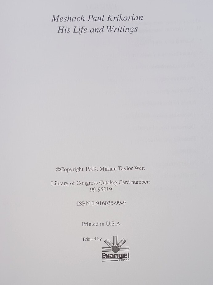 MESHACH PAUL KRIKORIAN THE SPIRIT OF THE SHEPHERD by Miriam Taylor Wert (1999, P