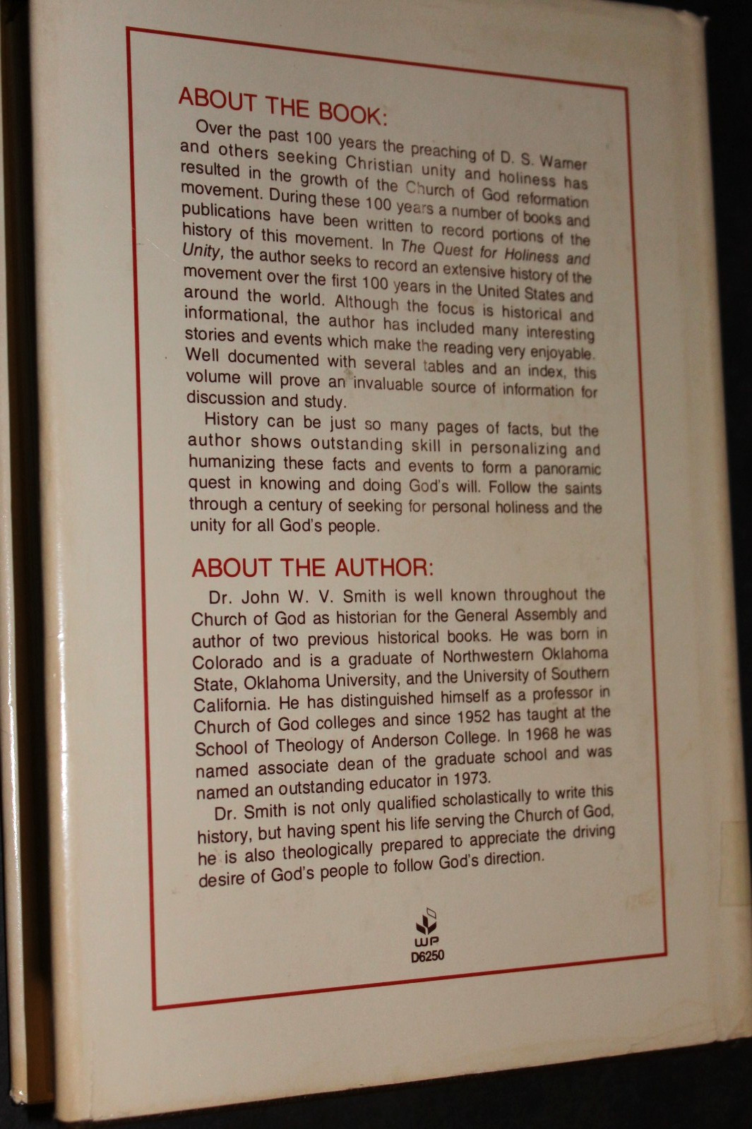 Rare 1980 Hardback copy of THE QUEST FOR HOLINESS AND UNITY (Church of God)