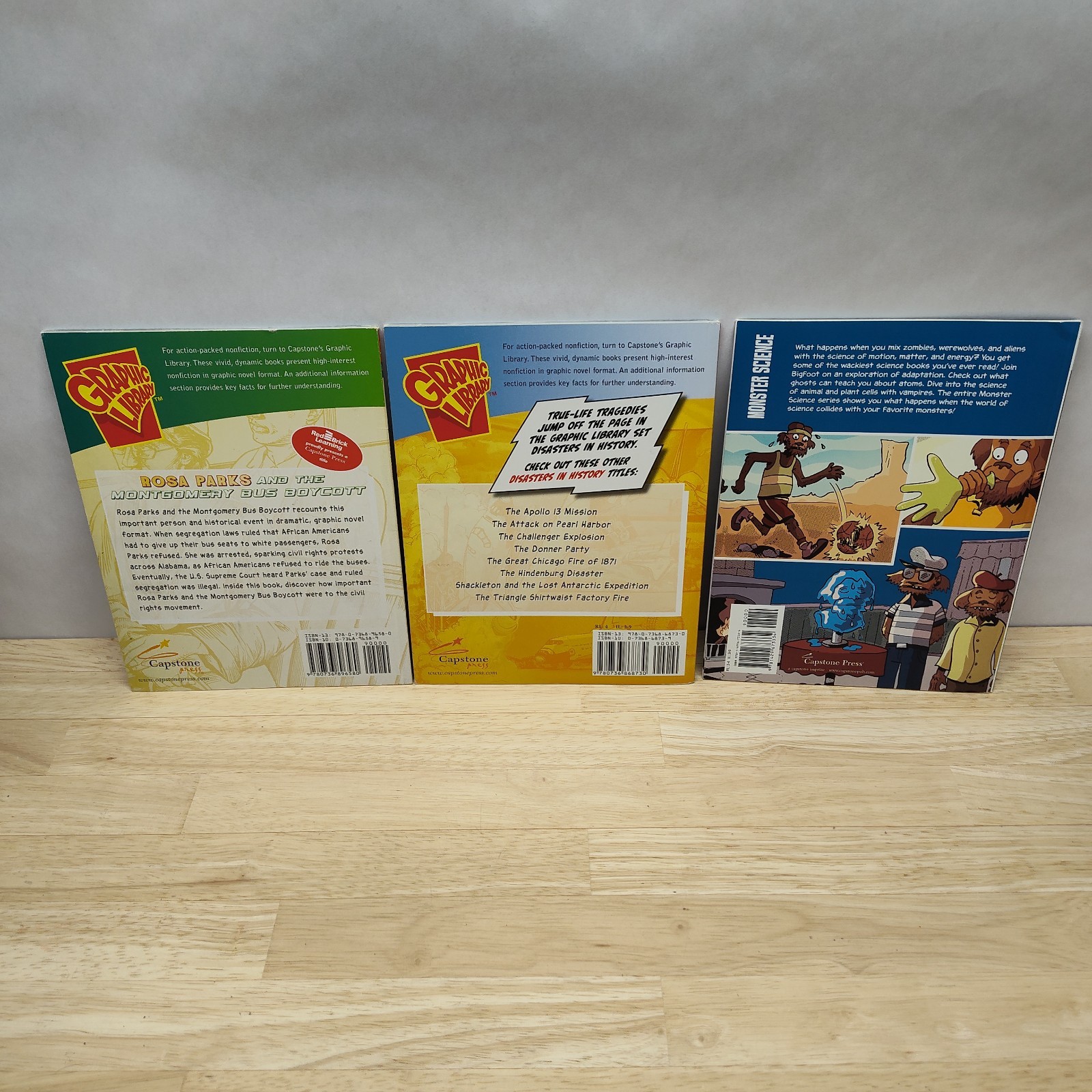 Graphic Library Capstone Press lot of 3 educational paperbacks