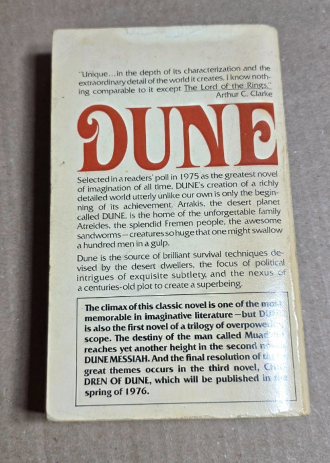 Dune by Frank Herbert paperback book Berkley 1975