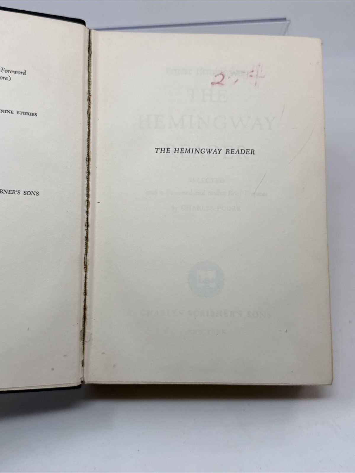 The Hemingway Reader by Charles Poore 1953 Charles Scribner&rsquo;s Sons HC no DJ
