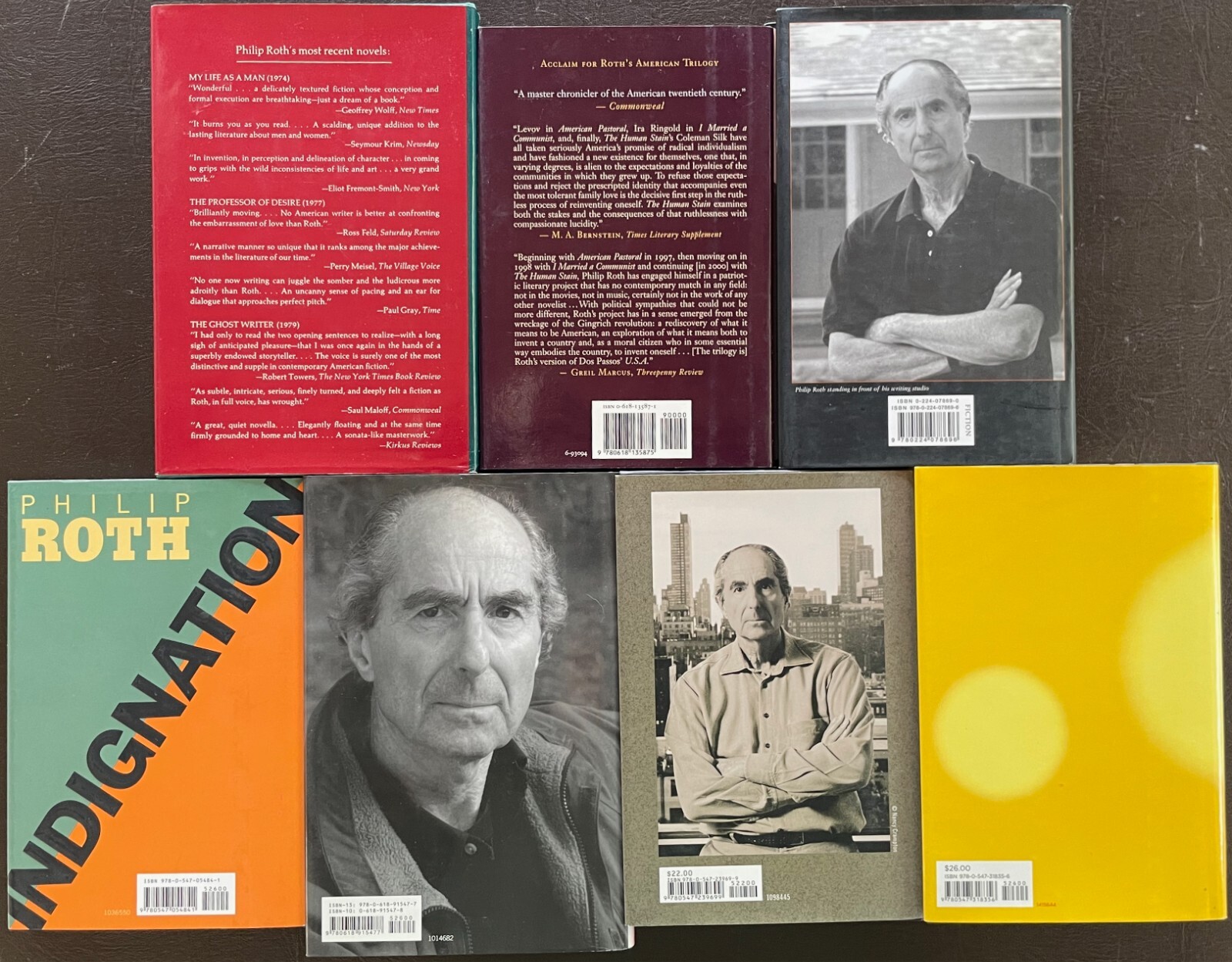 Lot of 7 Philip Roth novels 6) 1st & 1) 2nd Editions. HB w/Dust jacket. G-VGC