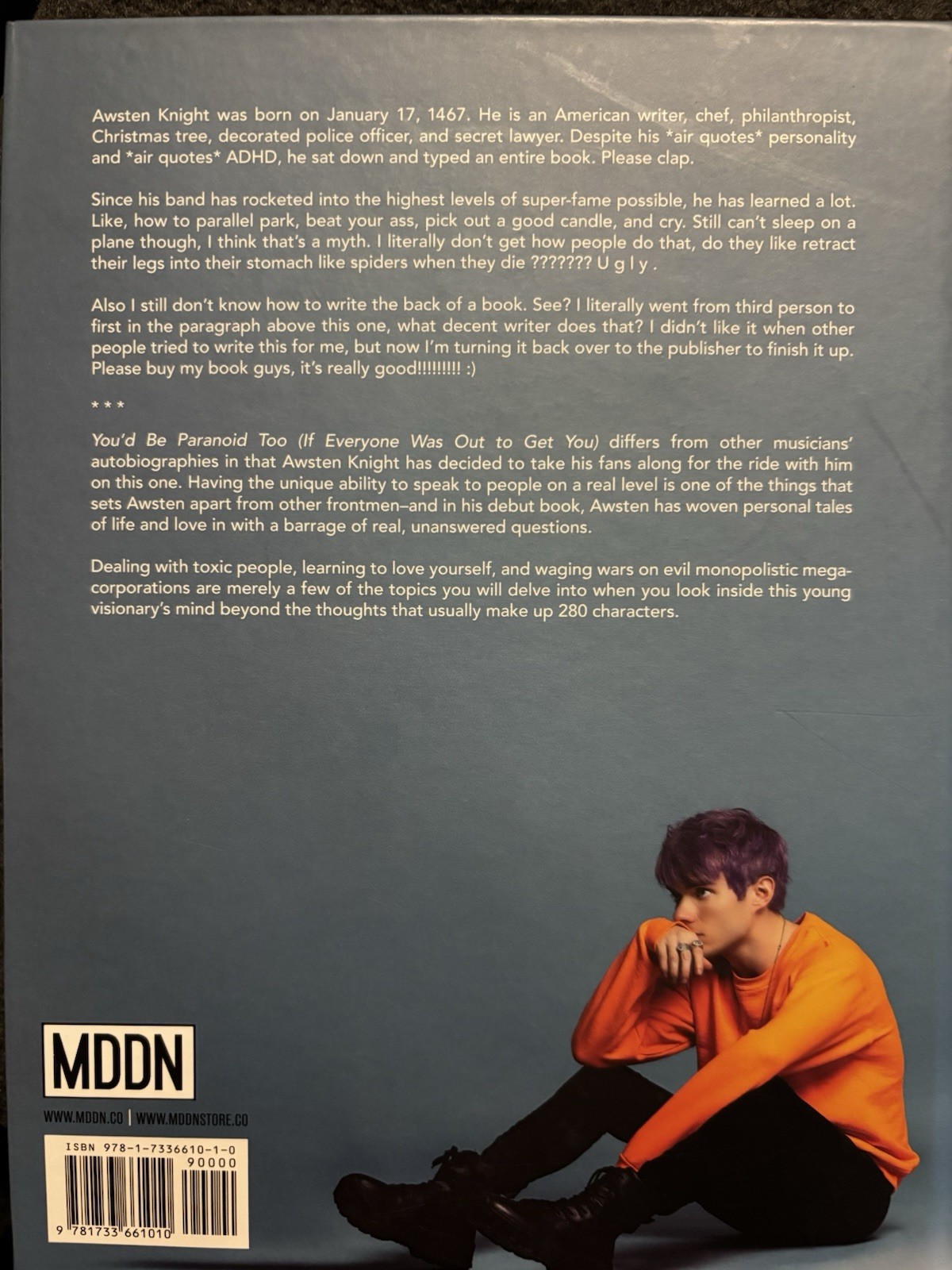 Awsten Knight You&rsquo;d Be Paranoid Too HARDCOVER BOOK 2019 Waterparks Autobiography