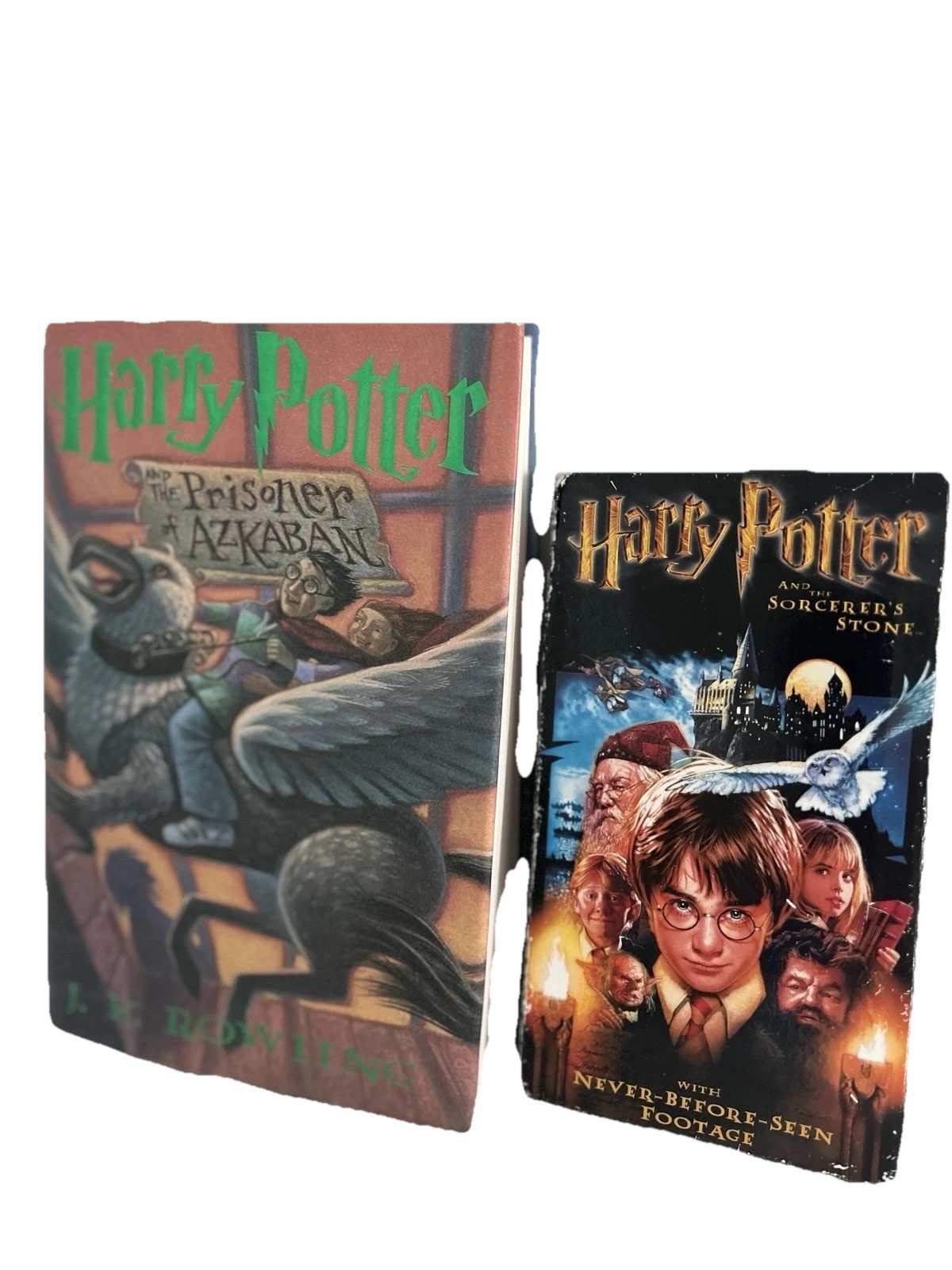 Harry Potter LOT Prisoner of Azkaban Hardcover book Sorcerer&rsquo;s Stone VHS Tape